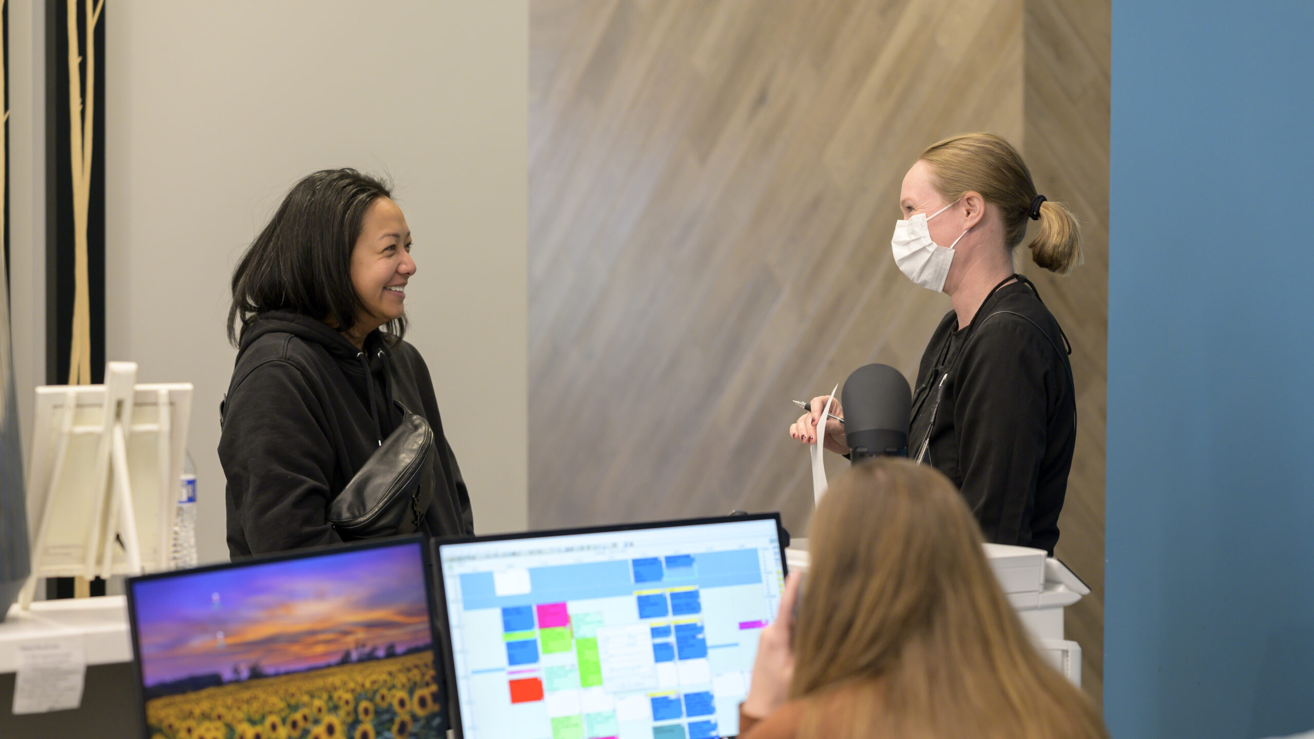 doctor and patient at dental office having a conversation